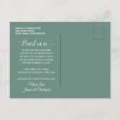 Moderne Hochzeit mit Eukalyptus-Grün Ankündigungspostkarte (Rückseite)