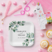 Moderne Hochzeit mit Eukalyptus-Grün Pappteller (Party)