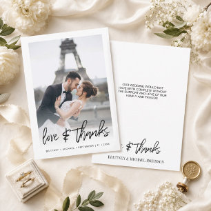 Moderne Hochzeit mit Farbverlauf und handgeschrieb Dankeskarte