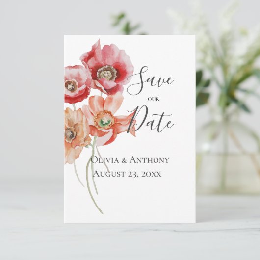 Moderne Hochzeit mit floralem Rosa rettet das Datu (Stehend Vorderseite)