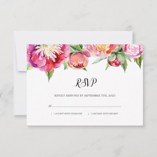 Moderne Hochzeit mit floralen Korallenbäumen RSVP Karte (Vorderseite)