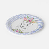 Moderne Hochzeit mit floralen Wasserfarben Pappteller (Schrägansicht)