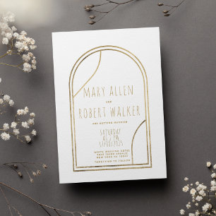 Moderne Hochzeit mit geometrischem Gold Einladung