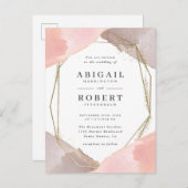 Moderne Hochzeit mit geometrischem Pinselstrich Einladungspostkarte (Vorne/Hinten)