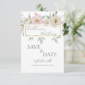 Moderne Hochzeit mit Gold Floral Save The Date (Stehend Vorderseite)