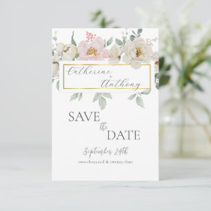 Moderne Hochzeit mit Gold Floral Save The Date