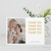 Moderne Hochzeit mit Gold-Wiederholung von Fotos Dankeskarte (Stehend Vorderseite)
