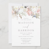 Moderne Hochzeit mit göttlicher Blüte und weißer B Einladung (Vorderseite)