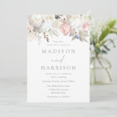 Moderne Hochzeit mit göttlicher Blüte und weißer B Einladung (Stehend Vorderseite)