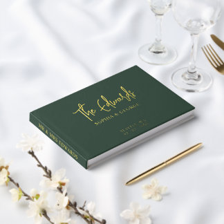Moderne Hochzeit mit Grün und Gold Gästebuch
