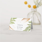 Moderne Hochzeit mit Grün und Gold Platzkarte (Rückseite)