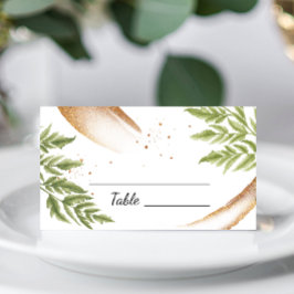 Moderne Hochzeit mit Grün und Gold Platzkarte