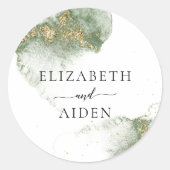Moderne Hochzeit mit grünem Gold (Nachahmung) Runder Aufkleber (Vorderseite)