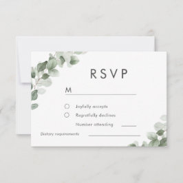 Moderne Hochzeit mit grünem Leaf-Wasserfarben RSVP Karte