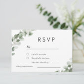 Moderne Hochzeit mit grünem Leaf-Wasserfarben RSVP Karte (Stehend Vorderseite)