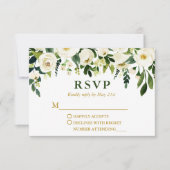 Moderne Hochzeit mit grüner Blüte RSVP Karte (Vorderseite)