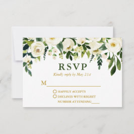 Moderne Hochzeit mit grüner Blüte RSVP Karte