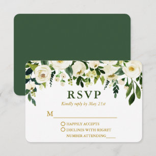 Moderne Hochzeit mit grüner Blüte RSVP Karte