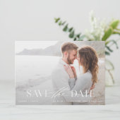 Moderne Hochzeit mit hellem Blau und Weiß Foto Save The Date (Stehend Vorderseite)