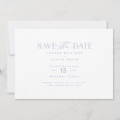 Moderne Hochzeit mit hellem Blau und Weiß Foto Save The Date (Rückseite)