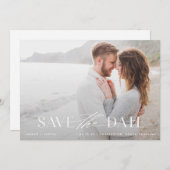 Moderne Hochzeit mit hellem Blau und Weiß Foto Save The Date (Vorne/Hinten)