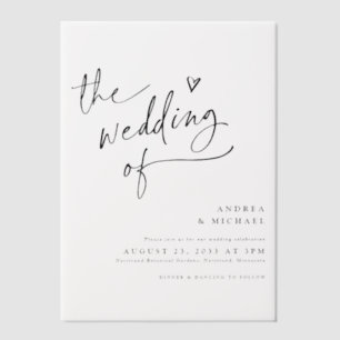 Moderne Hochzeit mit Herzschrift Pergament Einladungen