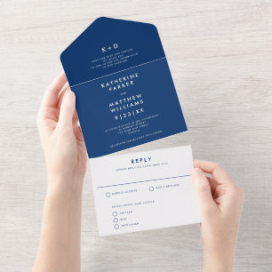 Moderne Hochzeit mit individueller Monogramm-Farbe All In One Einladung