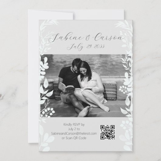 Moderne Hochzeit mit Lässigem Foto Einladung (Rückseite)