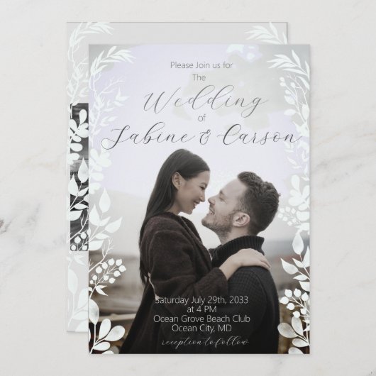 Moderne Hochzeit mit Lässigem Foto Einladung (Vorne/Hinten)