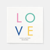 Moderne Hochzeit mit minimaler LIEBE Serviette (Vorderseite)