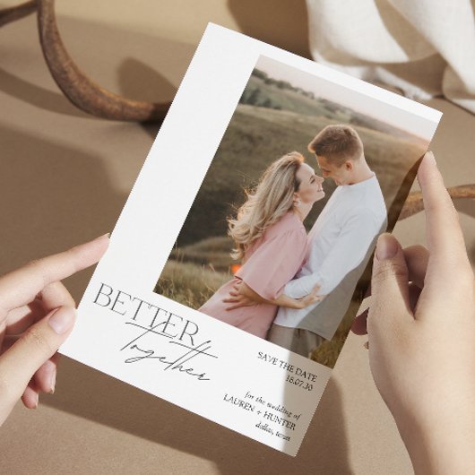 Moderne Hochzeit mit Minimalistischem Foto Save The Date