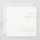 Moderne Hochzeit mit Minimalistischem Gold Schrift Einladung (Vorderseite)