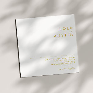 Moderne Hochzeit mit Minimalistischem Gold Schrift Einladung