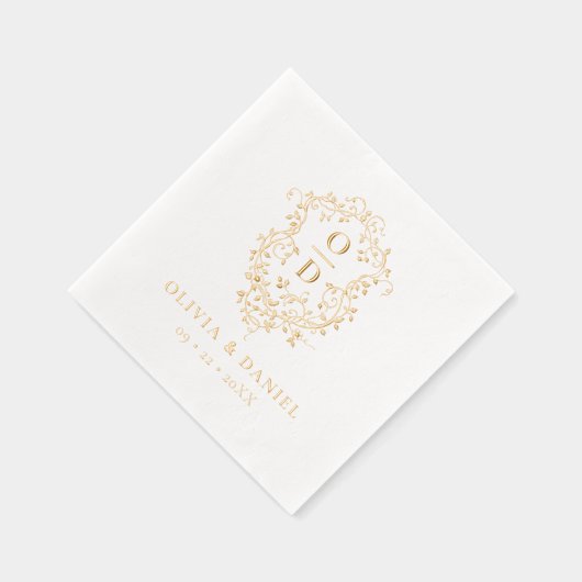 Moderne Hochzeit mit Minimalistischem Wappen Servietten Mit Folie (Rechts)