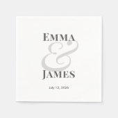 Moderne Hochzeit mit Namen | Date Cocktail Serviette (Vorderseite)
