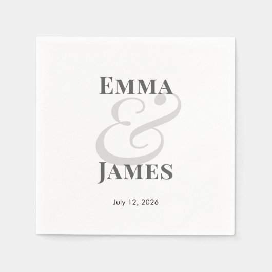 Moderne Hochzeit mit Namen | Date Cocktail Serviette (Vorderseite)