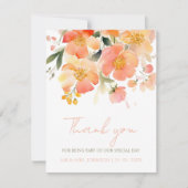 Moderne Hochzeit mit Orangenpfirsich Dankeskarte (Vorderseite)
