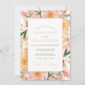Moderne Hochzeit mit Orangenpfirsich Einladung (Vorderseite)