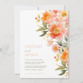 Moderne Hochzeit mit Orangenpfirsich Einladung (Vorderseite)