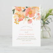 Moderne Hochzeit mit Orangenpfirsich Einladung (Stehend Vorderseite)