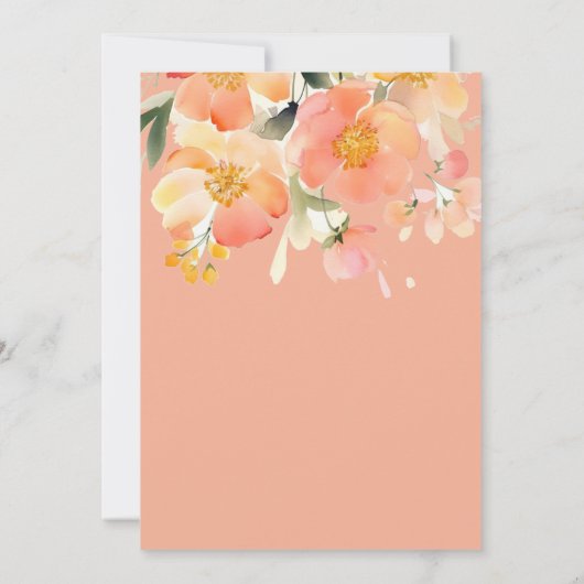 Moderne Hochzeit mit Orangenpfirsich Einladung (Rückseite)