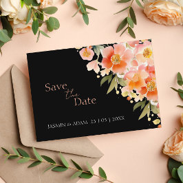 Moderne Hochzeit mit Orangenpfirsich Save The Date