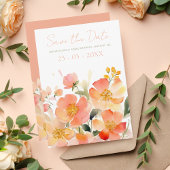 Moderne Hochzeit mit Orangenpfirsich Save The Date
