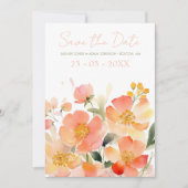 Moderne Hochzeit mit Orangenpfirsich Save The Date (Vorderseite)
