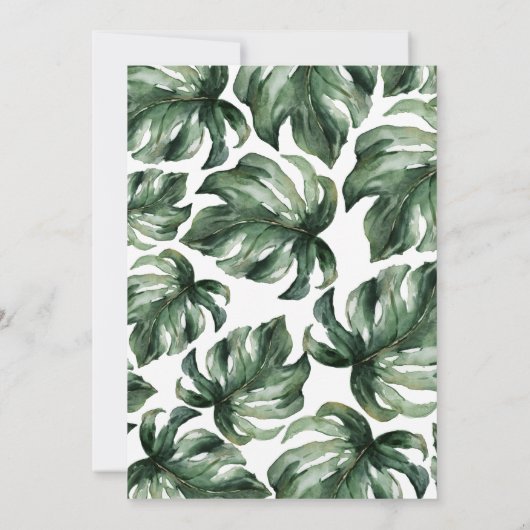 Moderne Hochzeit mit Palmenblättern Ankündigung (Rückseite)