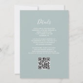 Moderne Hochzeit mit QR-Code in Sea Glass Grün Einladung (Rückseite)