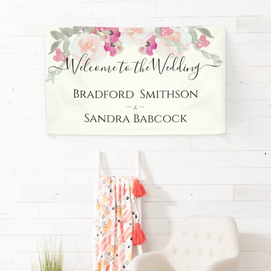 Moderne Hochzeit mit rosa Blütenflora Banner (Insitu)