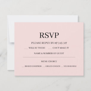 Moderne Hochzeit mit rosa Schimmer RSVP Karte