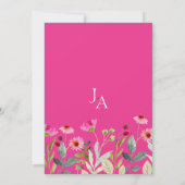 Moderne Hochzeit mit rosa Wildblumen Einladung (Rückseite)