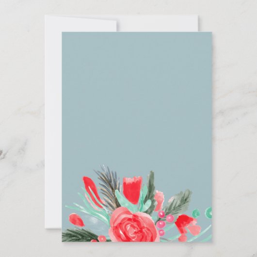 Moderne Hochzeit mit rotem grünem Blumenmoor Einladung (Rückseite)